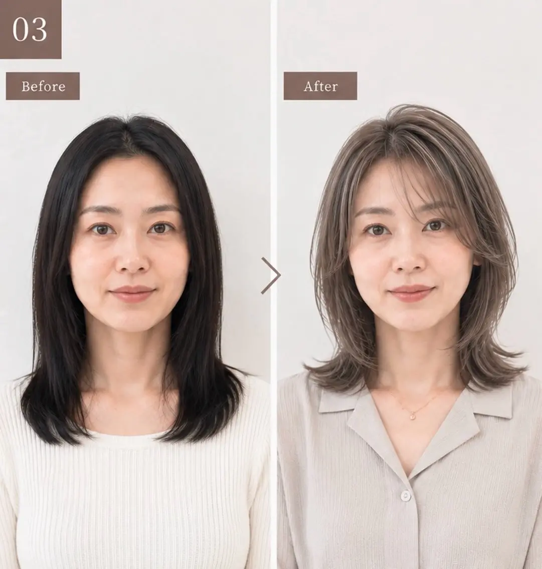 ミディアム カラー ショートボブ デザインカラー ハイライトカラー ボブ ハイライト カット ヘアカラー 白髪ぼかし×ショート ハイライト×玉山直哉のヘアスタイル