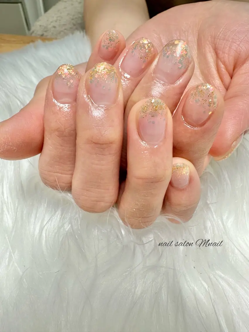 ネイル グラデーション ラメ(グリッター) ラメグラデーション ハンドネイル ハンドケア Mnail ちひろのネイルデザイン