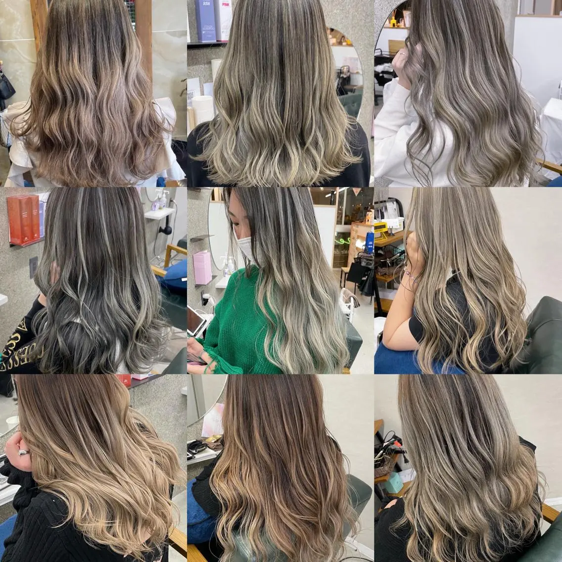 セミロング カラー ヘアカラー トリートメント Lull1人美容室 バレイヤージュのヘアスタイル