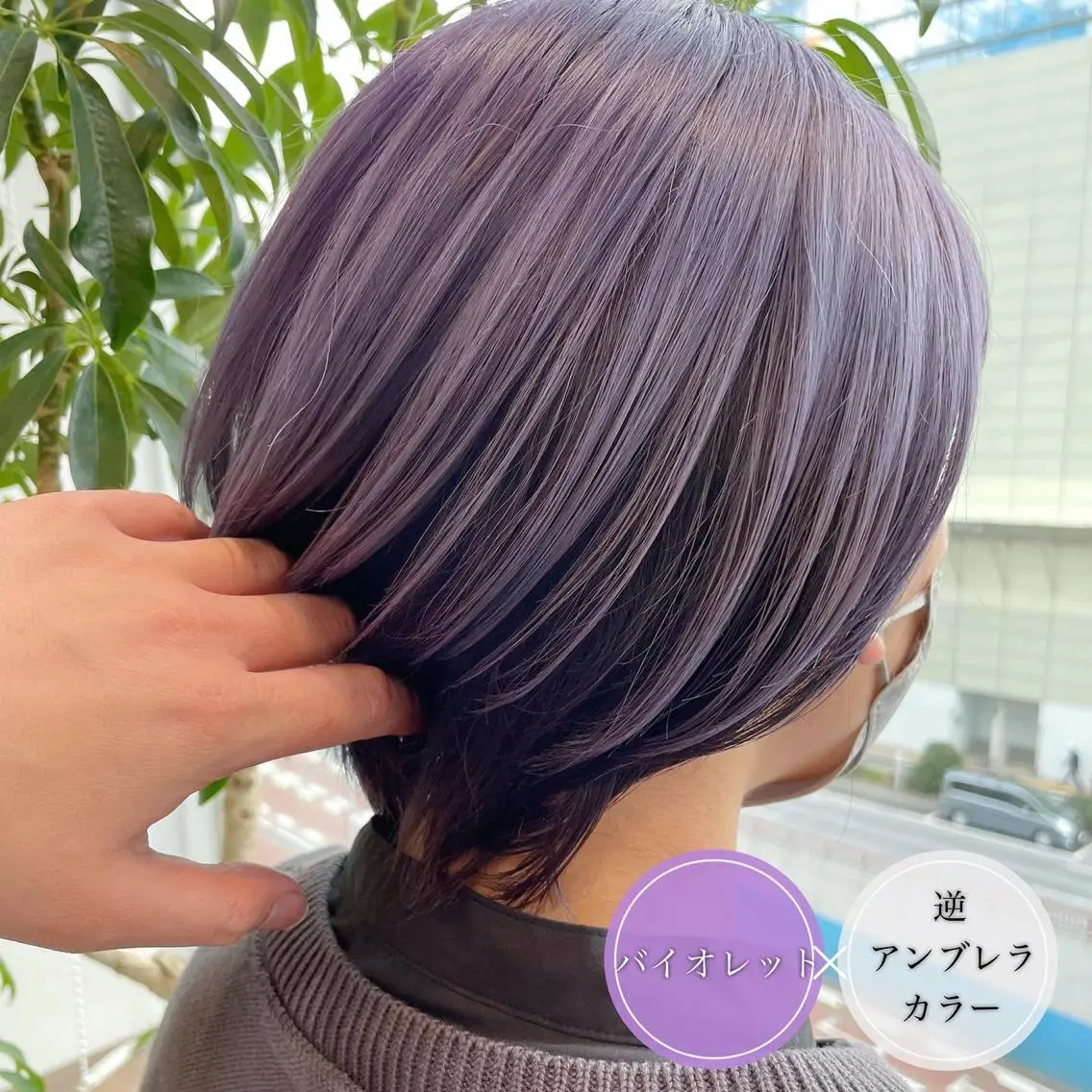 ショート カラー ショートボブ ミストバング ベージュカラー デザインカラー ダブルカラー カット ヘアカラー アンブレラカラー💫 フェイスフレーミングのヘアスタイル