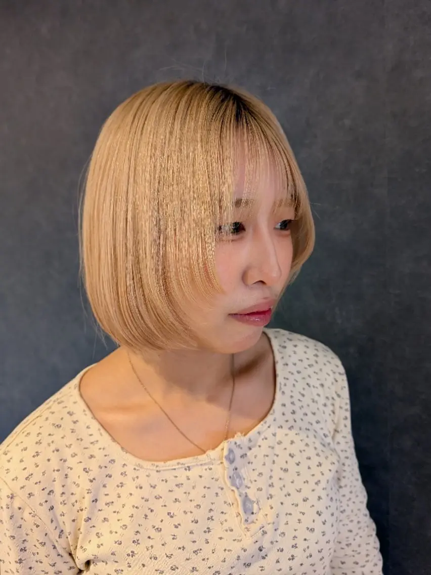 ショート カラー ボブ 顔周りカット 韓国風ヘア レイヤーカット 寺田百花/メンズ カットモデル募集中のヘアスタイル