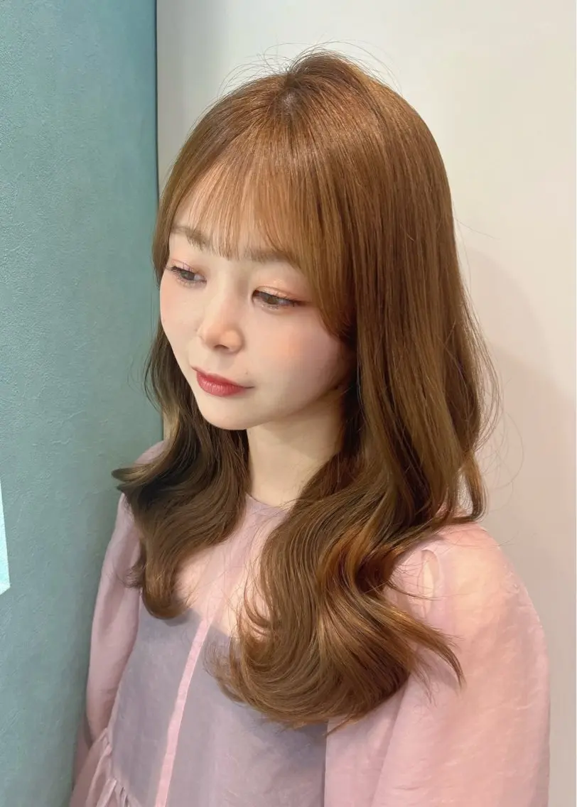セミロング カラー 韓国風ヘア レイヤーカット 韓国ヘア🤍ワンホン 🤍あやかのヘアスタイル