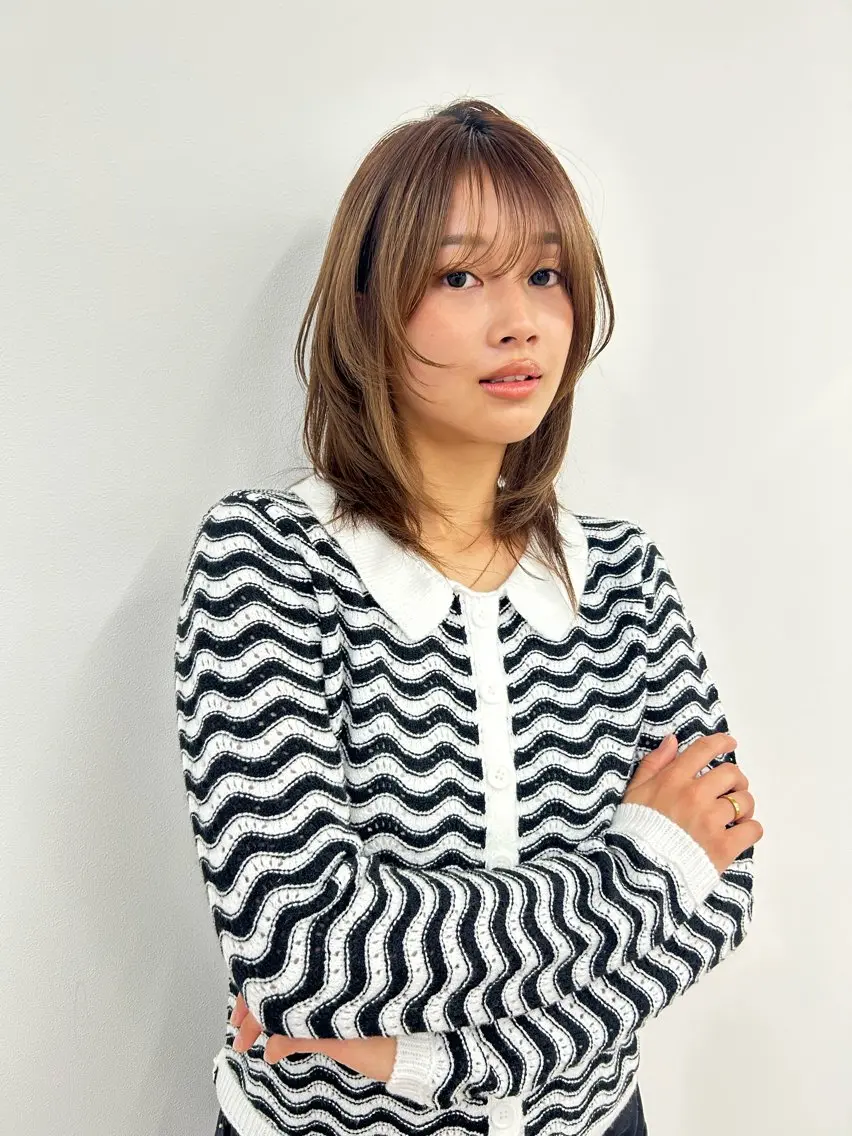 ミディアム カラー カット ヘアカラー トリートメント 似合わせ美髪ヘア✨ 天王寺．阿倍野🌈のヘアスタイル