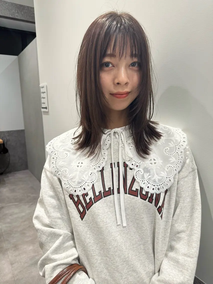 ミディアム カラー レイヤーカット カット ヘアカラー センスをお届けします 大谷将生infpのヘアスタイル