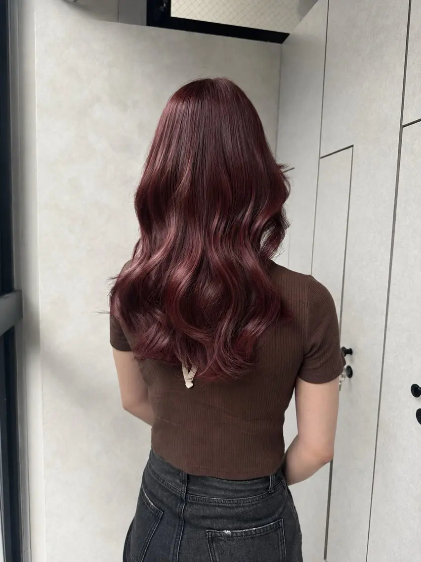 ロング ピンク/グレージュ 髪質改善SOMAのヘアスタイル