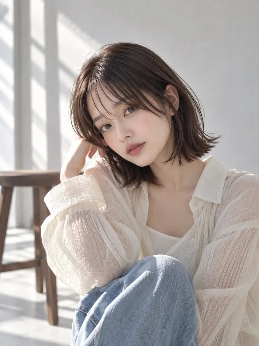 ショート カラー 透明感カラー ボブ 外ハネヘア カット ヘアカラー トリートメント ショート/レイヤー /ボブ/中村莞太朗のヘアスタイル