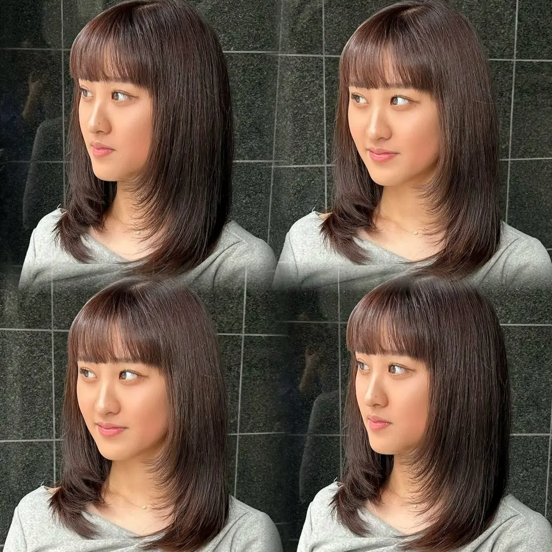 ミディアム レイヤーカット カット ヘアカラー calna 古賀 菜摘のヘアスタイル
