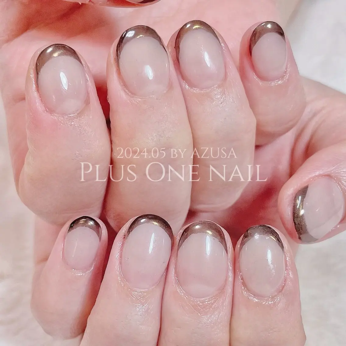 ネイル フレンチネイル ミラーネイル Plus  One _AZUSAのネイルデザイン