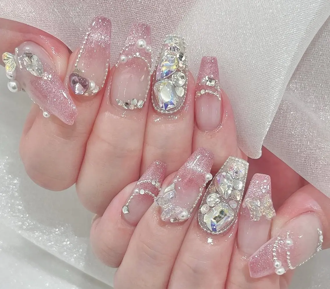 ネイル フレンチネイル ジェルネイル ガラスフレンチ ハロウィン ハート ハンドネイル H.baby Nail Salonのネイルデザイン