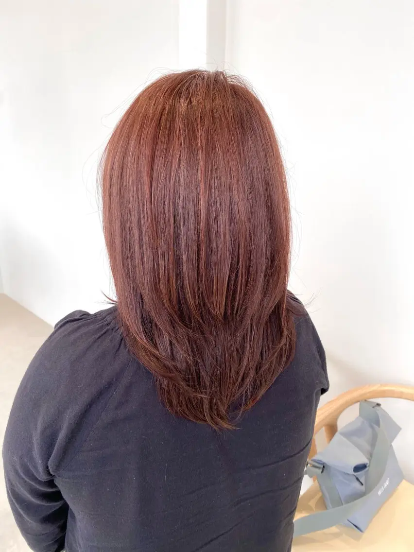 セミロング カラー ベージュカラー ピンクカラー ピンクベージュ レイヤーカット 川合 勇気のヘアスタイル