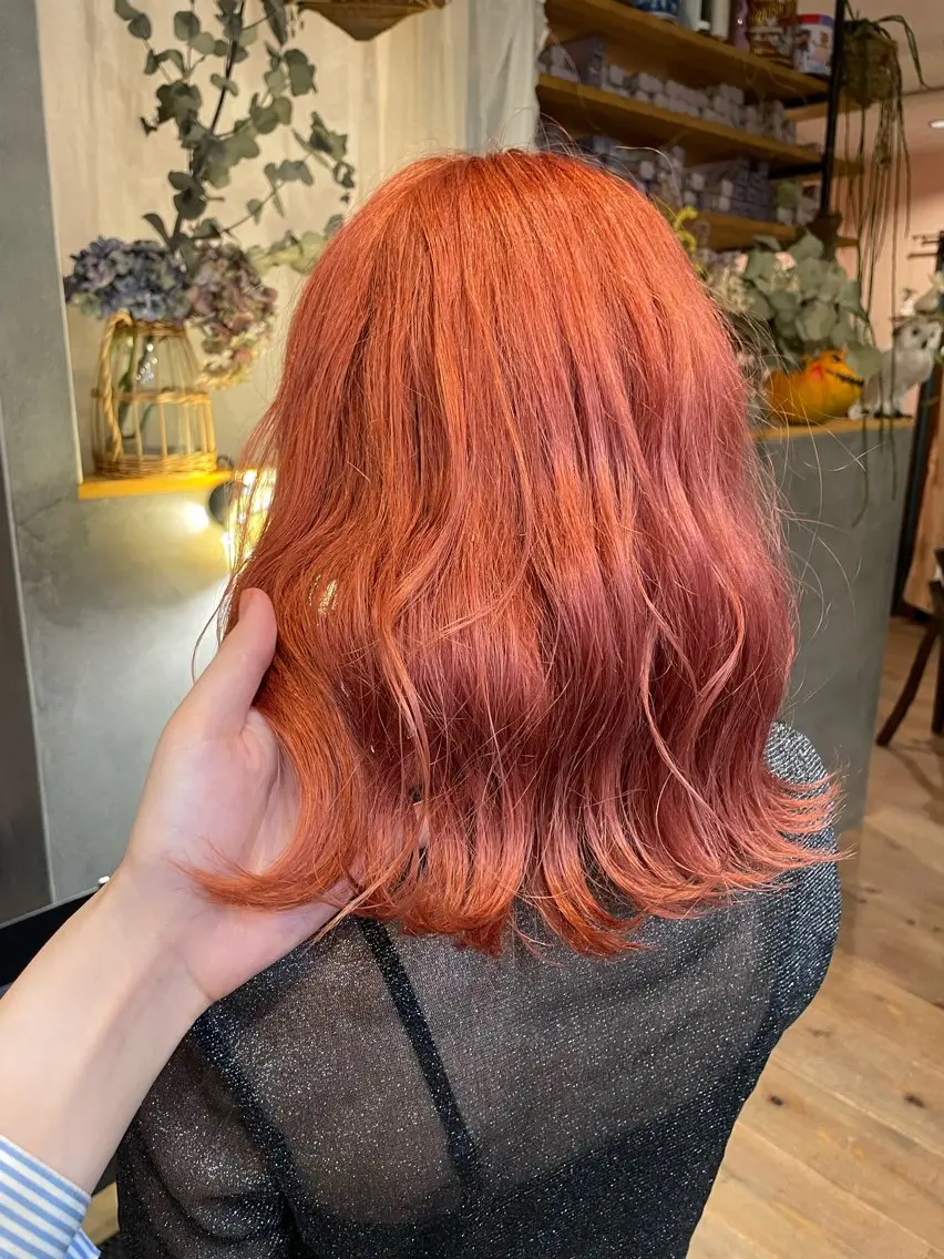 ミディアム カラー ブリーチ レッドカラー デザインカラー💖/ ヘアセット/manaのヘアスタイル