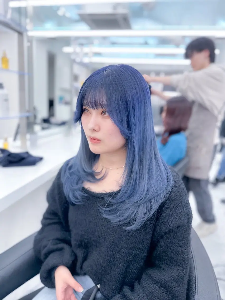 セミロング カラー カット ヘアカラー ダメージレスブリーチ ×美髪矯正【滝太】のヘアスタイル