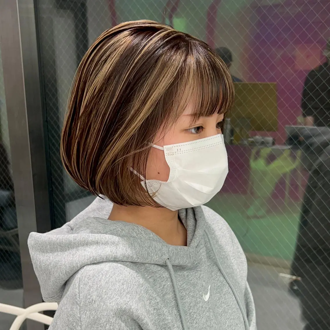 ショート カラー パーマ ヘアアレンジ メンズ キッズ ネイル マツエク・マツパ アイブロウ メンズハイライト ハイライトカラー ボブ ハイライト KANAMI 🌏のヘアスタイル