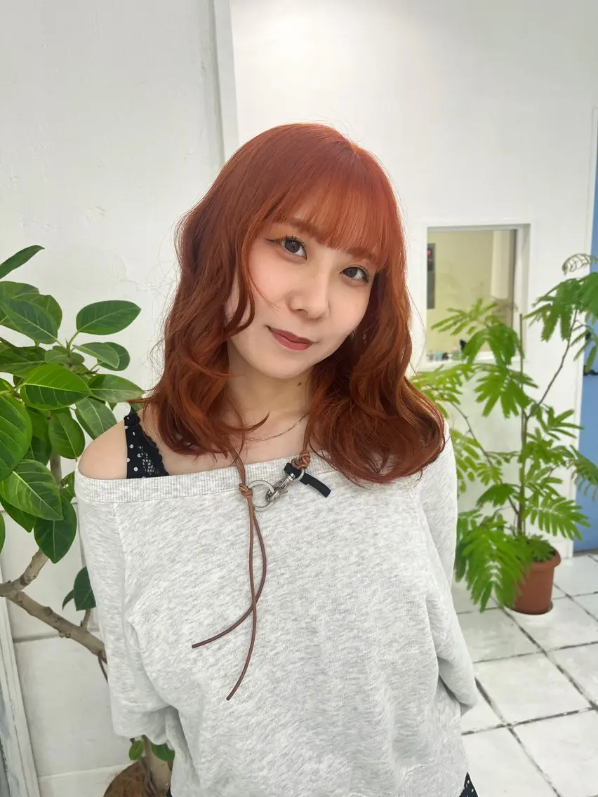 セミロング カラー ブリーチ カット ヘアカラー トリートメント 透明感カラー似合 わせ♡fuminaのヘアスタイル
