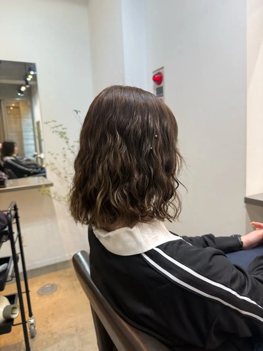 ミディアム 🌿朝5分でお洒落 パーマスタイル🌿のヘアスタイル