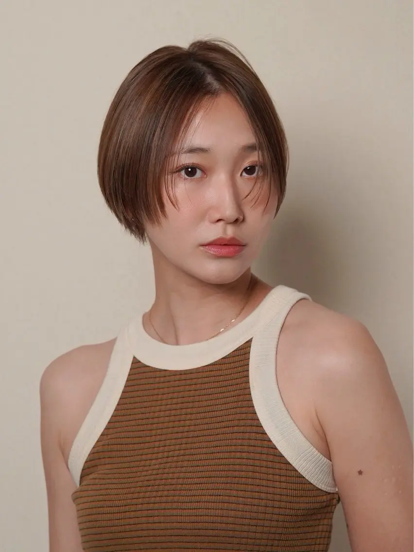 ショート カット ヘアカラー トリートメント 銀座/柔らかベージュ 似合せカット/ハルトのヘアスタイル
