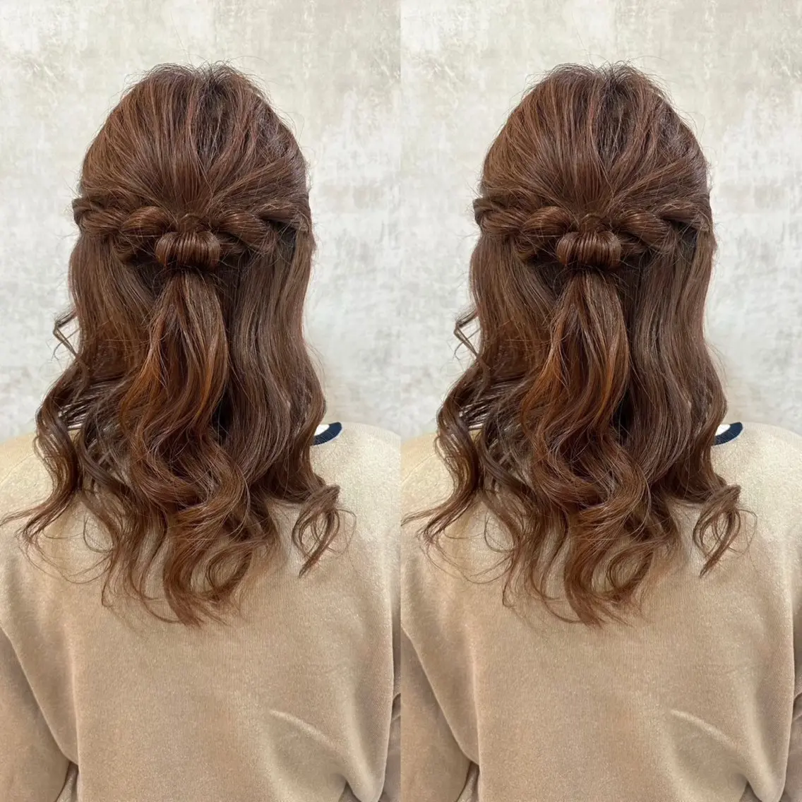 セミロング ヘアアレンジ 結婚式・ブライダル カット ヘアカラー エクステ ヘアセット 羽エク指名No1✨️ シールエク🌙しぇるのヘアスタイル