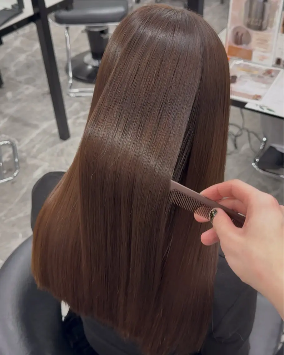 ロング カット ヘアカラー 縮毛矯正 トリートメント りきと🦋河原町 縮毛矯正/艶カラーのヘアスタイル
