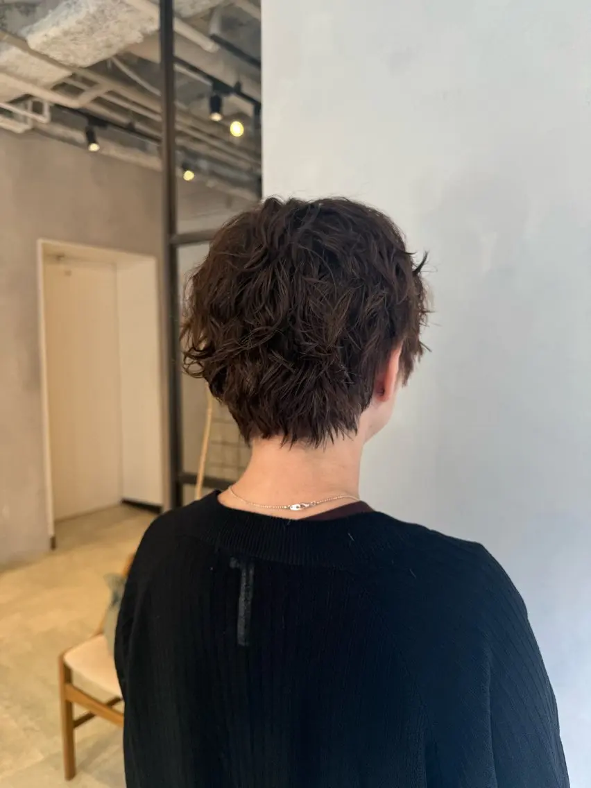 ショート パーマ カット パーマ ハイトーン/うる艶 カラー Mioのヘアスタイル