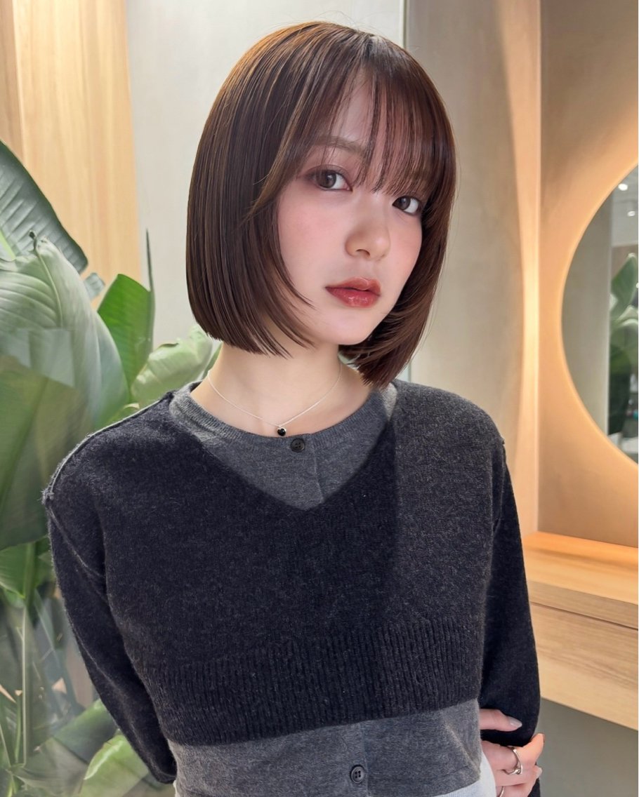 ミディアム パーマ 顔まわりレイヤー レイヤーカット 縮毛矯正 カット 縮毛矯正 結莉/似合わせ/ MINXスタイリストのヘアスタイル