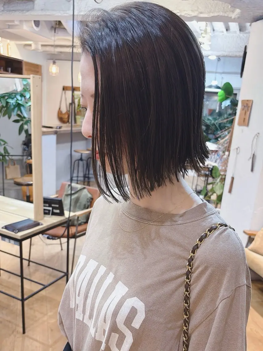ミディアム 切りっぱなしボブ ボブ 外ハネヘア 平野 たかひとのヘアスタイル
