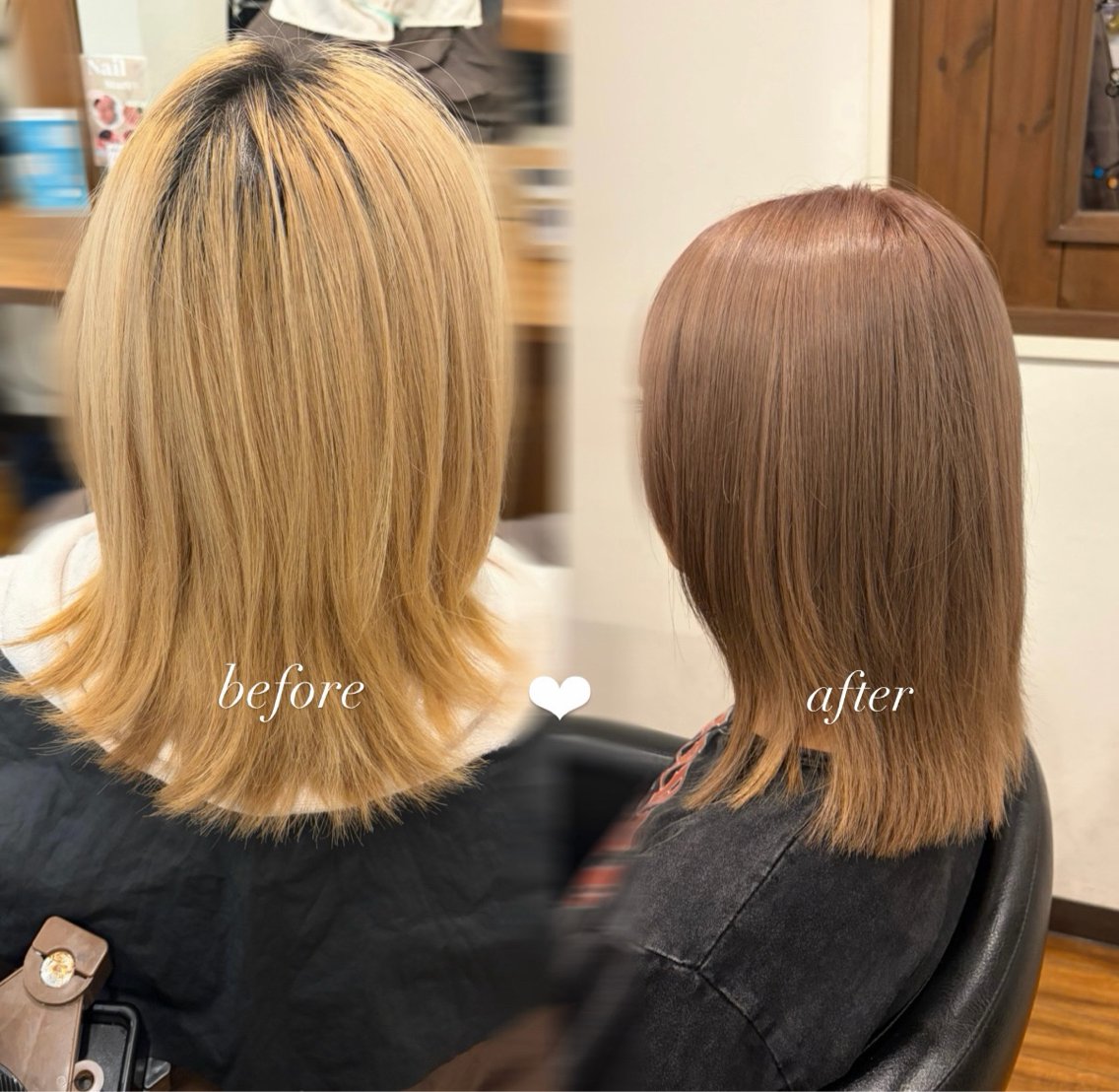 ミディアム カラー ブリーチ カット ヘアカラー トリートメント カラー/美髪縮毛矯正 💞/mao⟡のヘアスタイル