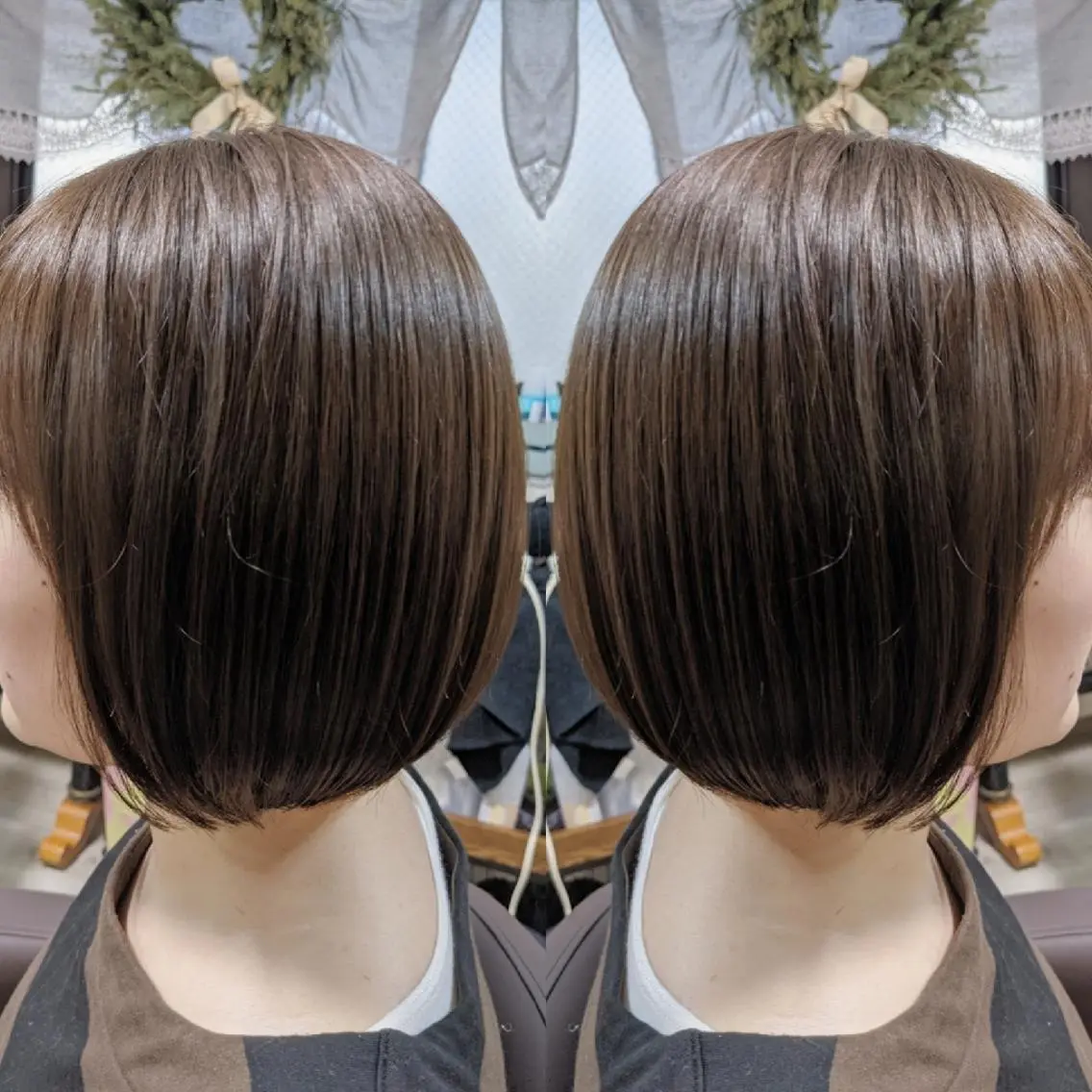 ショート カラー 透明感カラー ボブ カット ヘアカラー トリートメント 池田 恵久美のヘアスタイル