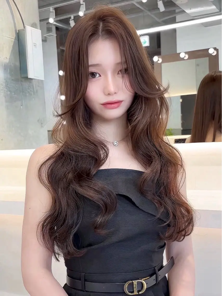 ロング カラー パーマ カット 縮毛矯正 トリートメント Lond mare レイヤーカット/韓国のヘアスタイル