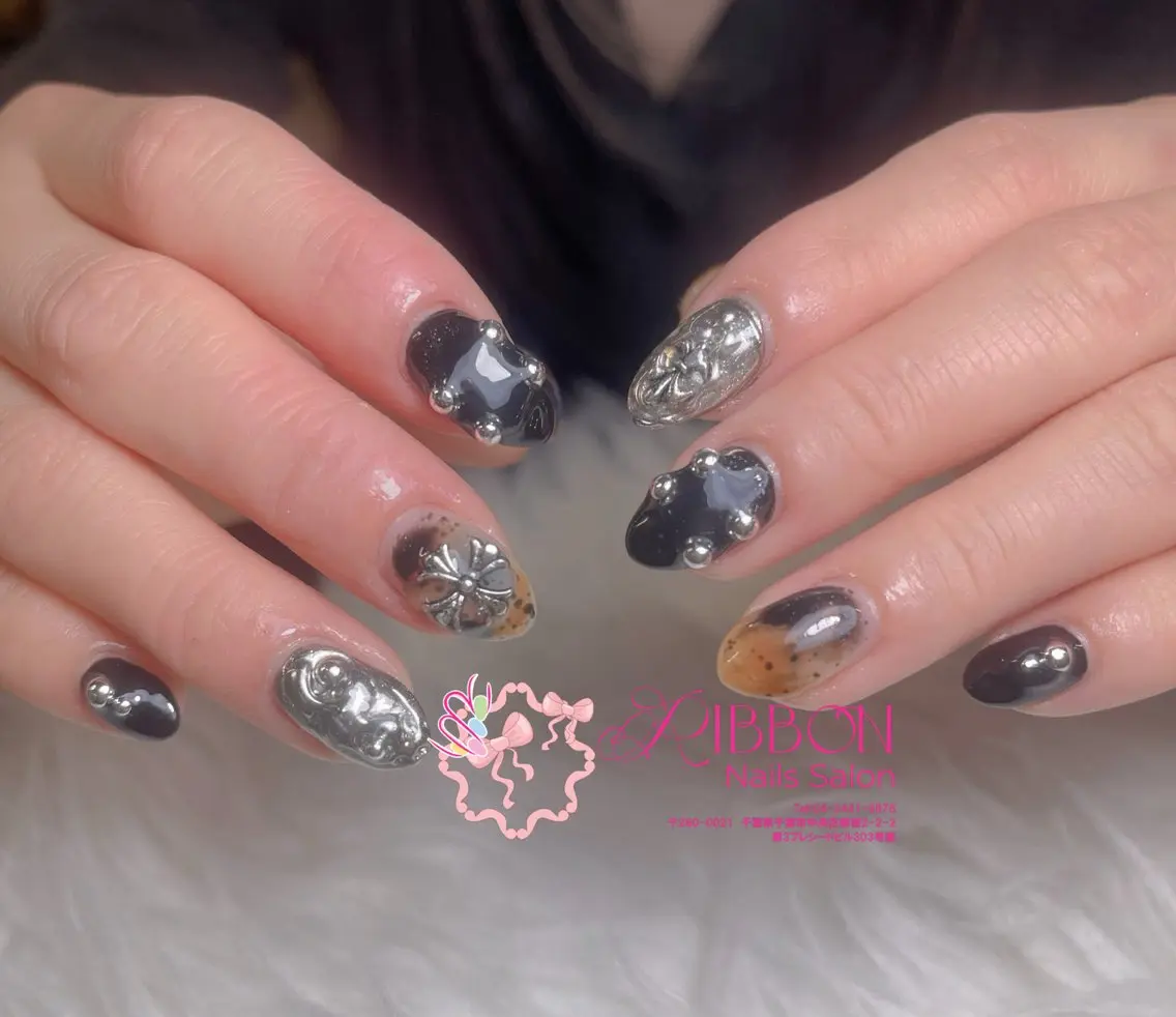 ネイル フレンチネイル ジェルネイル マグネットネイル 持ち込み ニュアンスネイル ハンドネイル Ribbonnail salonのネイルデザイン