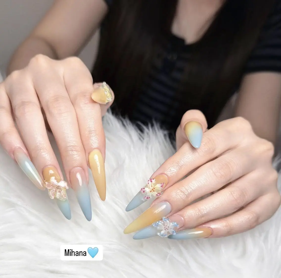 ネイル 長さ出し フレンチネイル グラデーション 卒業式 マグネットネイル MIHANA ZENのネイルデザイン
