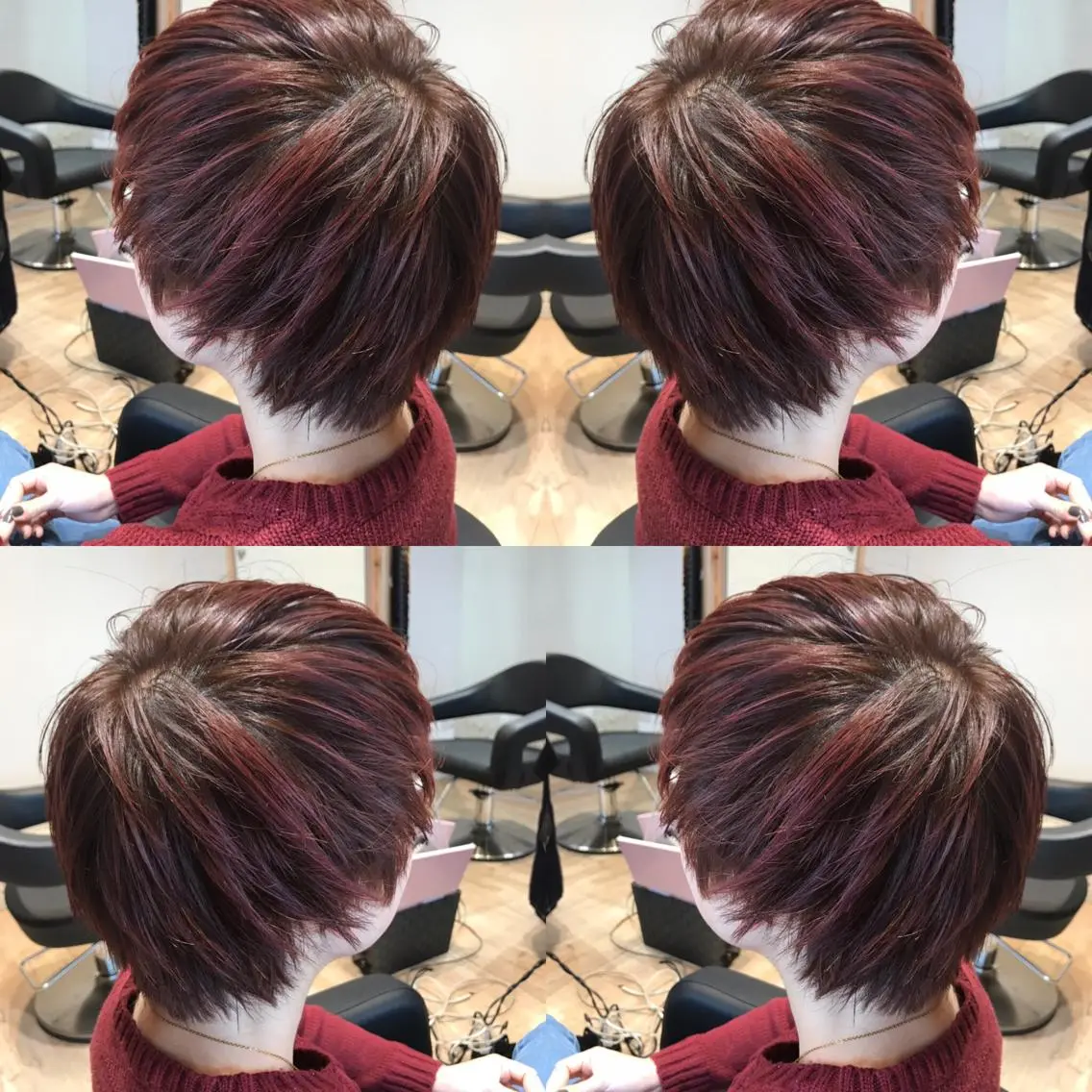 ショート カラー ボルドーカラー 大久保 隆蔵のヘアスタイル