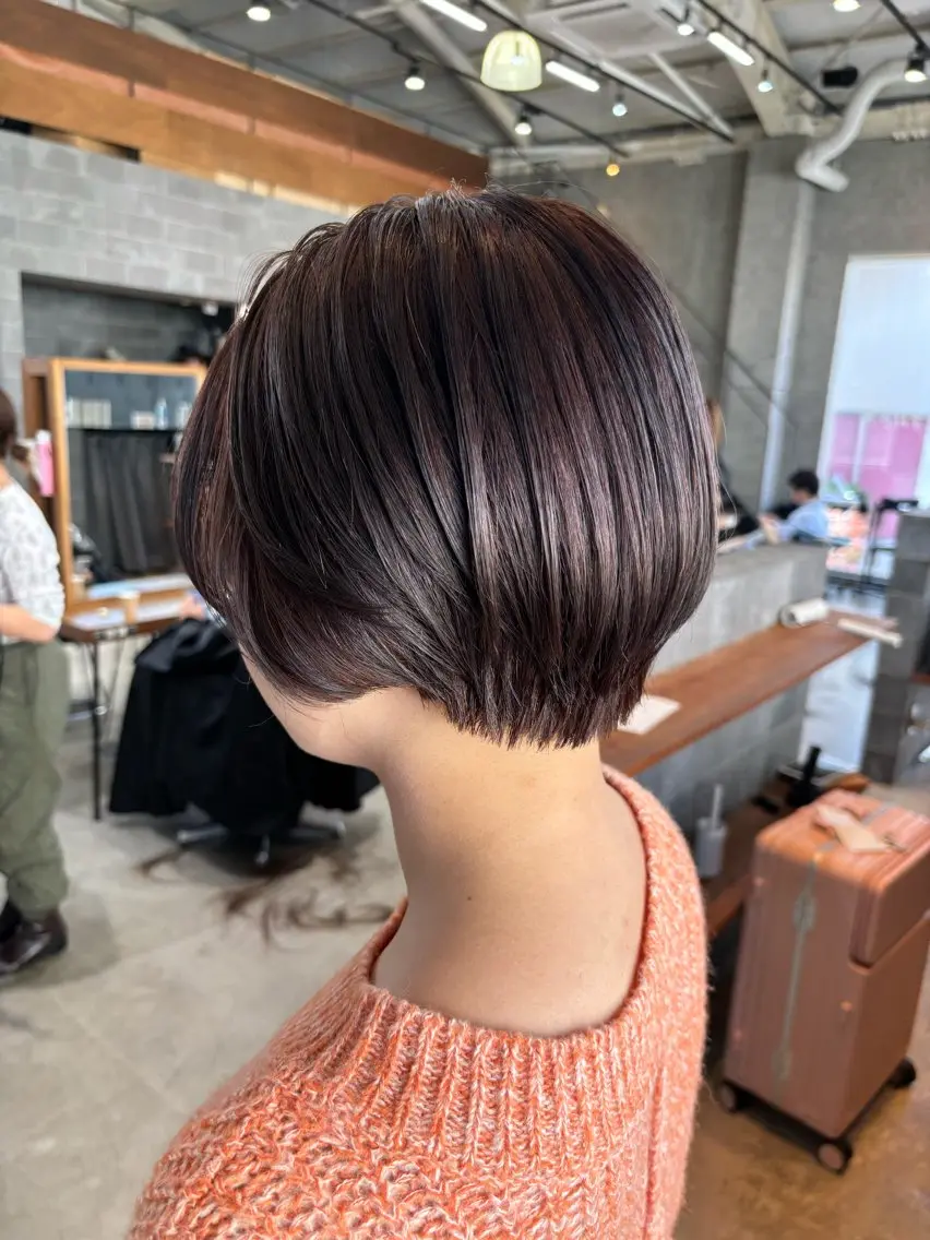 ショート カラー パーマ ヘアアレンジ 丸みショート ショートヘア カット ヘアカラー トリートメント ヘッドスパ ヘアセット 押切 響　のヘアスタイル
