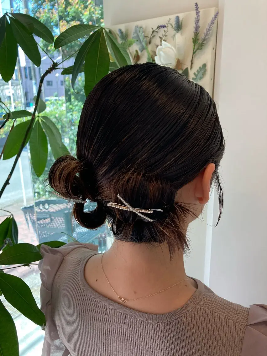 ヘアアレンジ ツインテール 結婚式・ブライダル Hair&Make Nahoのマツエク・マツパデザイン