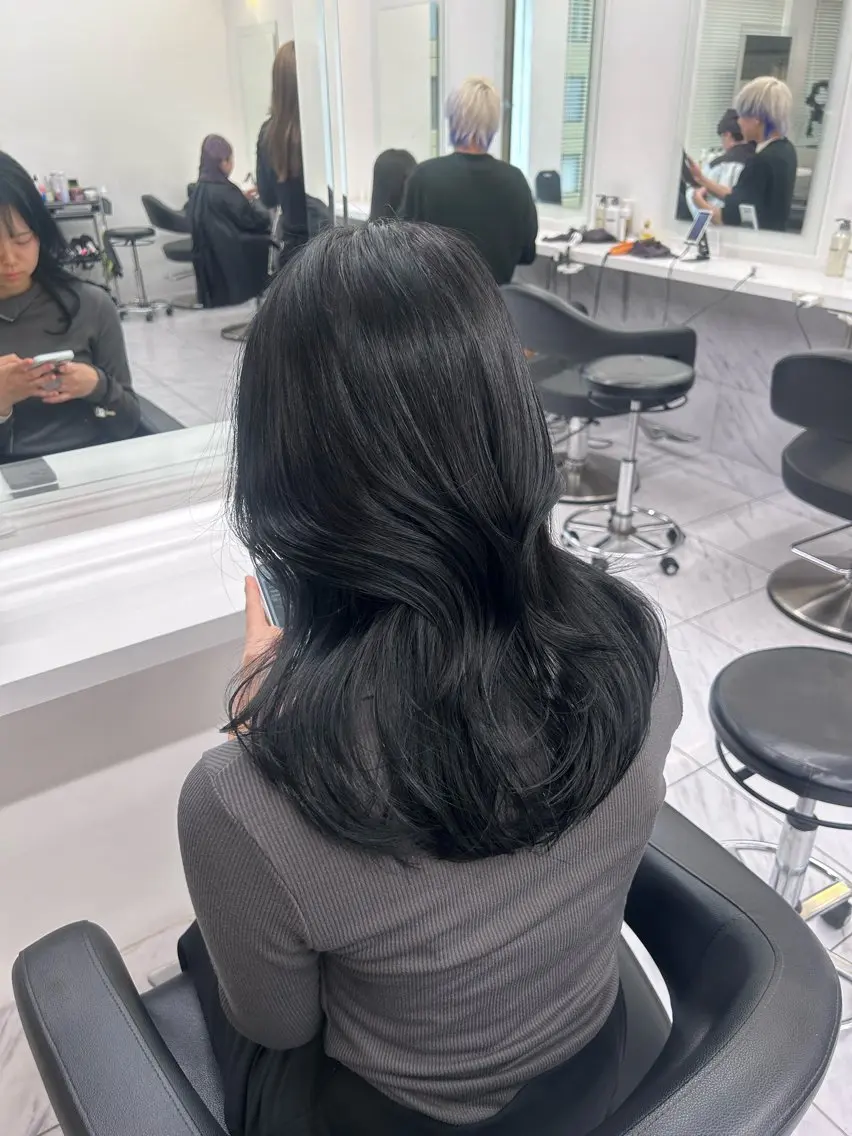 ロング カラー パーマ ヘアアレンジ メンズ キッズ ブリーチなしカラー/ ブラウン/レイヤーのヘアスタイル