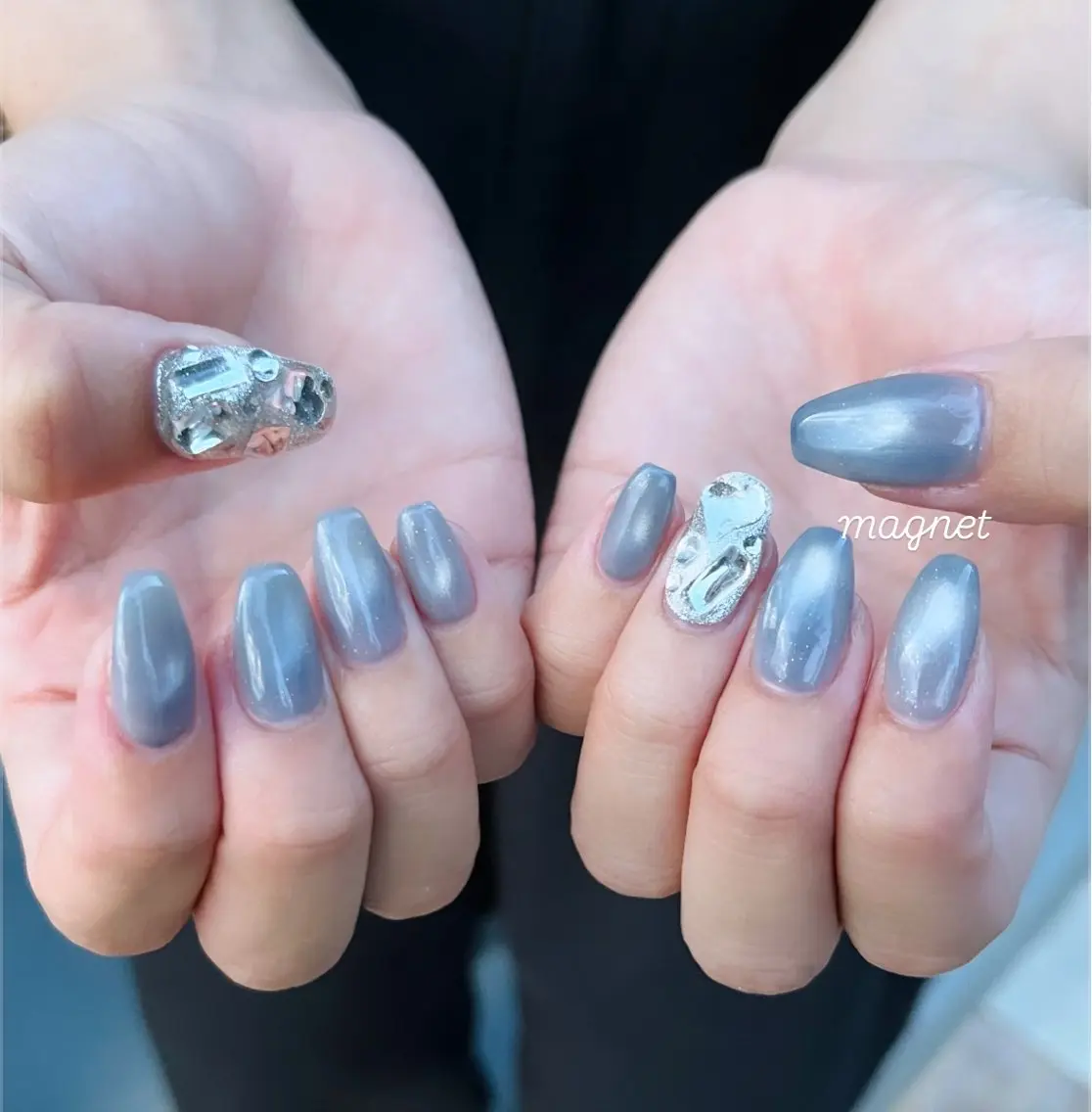 ネイル ブルー マグネットネイル ハンドネイル HazeGrass NAILのネイルデザイン