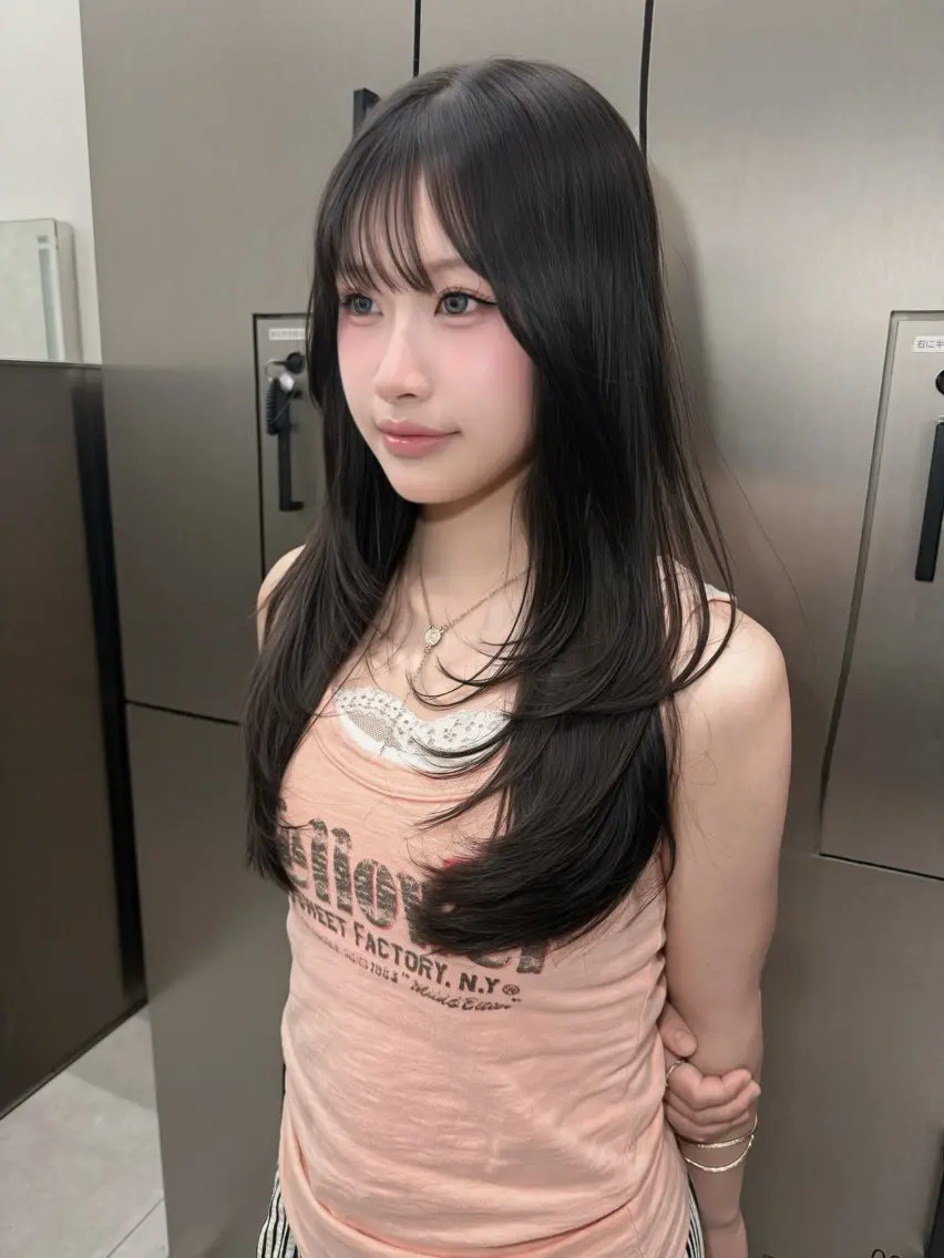 ロング ロングレイヤー レイヤーカット ロング 小顔カット カット ゆうな/レイヤー‎ 🎀艶カラー/‎京都のヘアスタイル