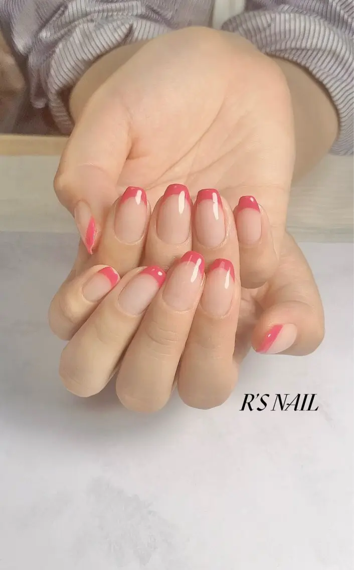 ネイル フレンチネイル ジェルネイル マグネットネイル オフィスネイル ピンク ハンドネイル R‘S NAIL nail salonのネイルデザイン
