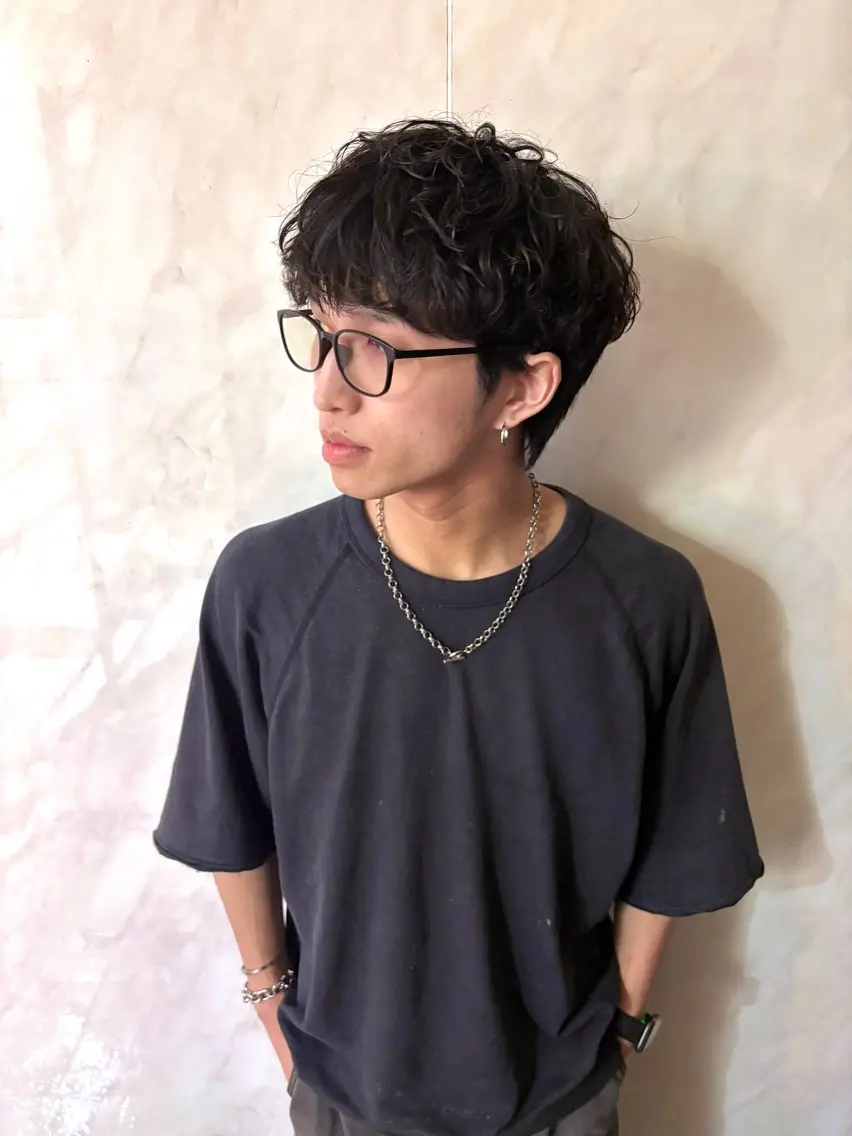 ショート パーマ ショートヘア 本厚木パーマ&ブリー チMEN'Sショートのヘアスタイル