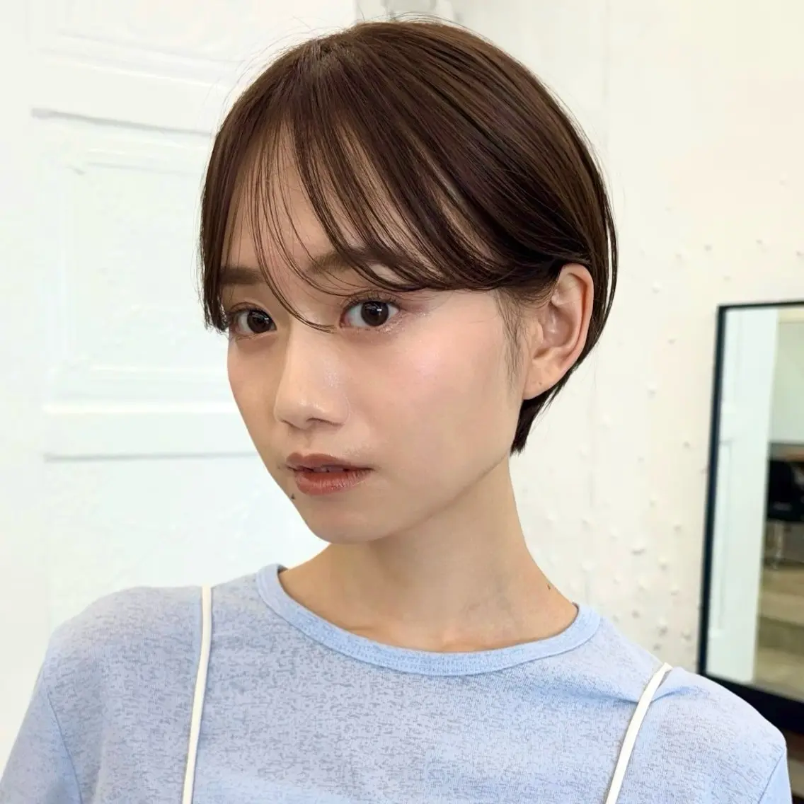 ショート カラー 丸みショート アッシュ アッシュブラウン ブラウンカラー シースルーバング カット ヘアカラー トリートメント 顔まわり🥨レイヤー /透明感/水口舞奈のヘアスタイル