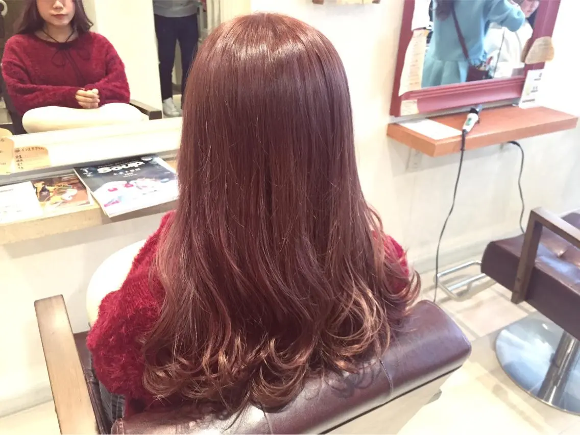 セミロング ロング カラー ベージュカラー ピンクカラー ピンクベージュ メンズ指名多数!! 田島史也のヘアスタイル