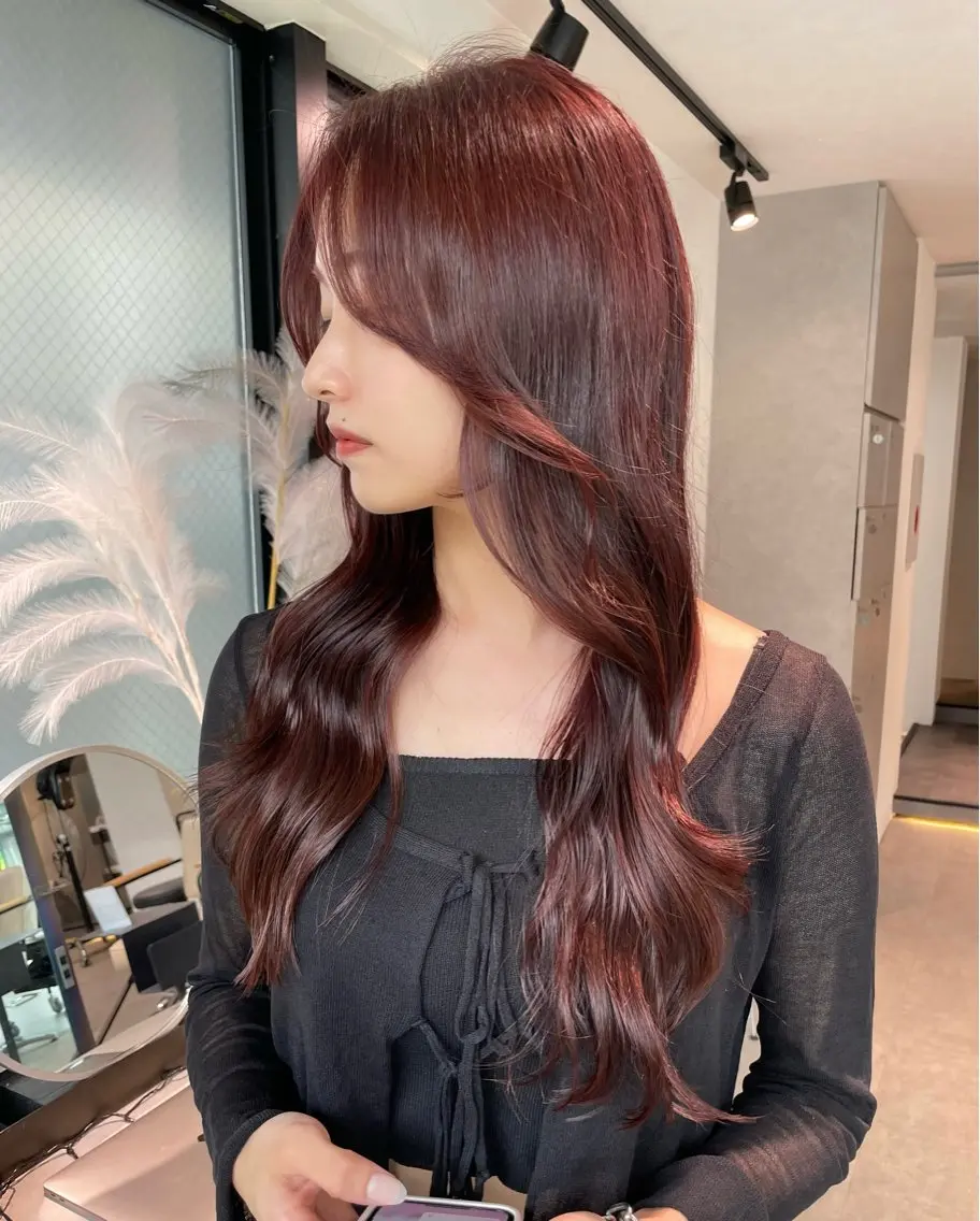 セミロング カラー カット レイヤーカット 韓国ヘアayameのヘアスタイル