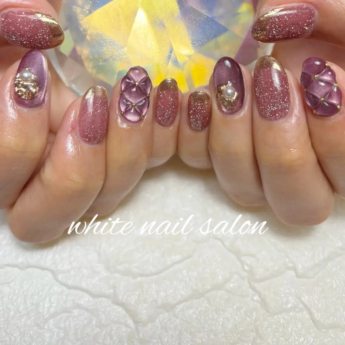 ネイル フットネイル ラメ(グリッター) 持ち込み ハンドネイル white nail salonのネイルデザイン