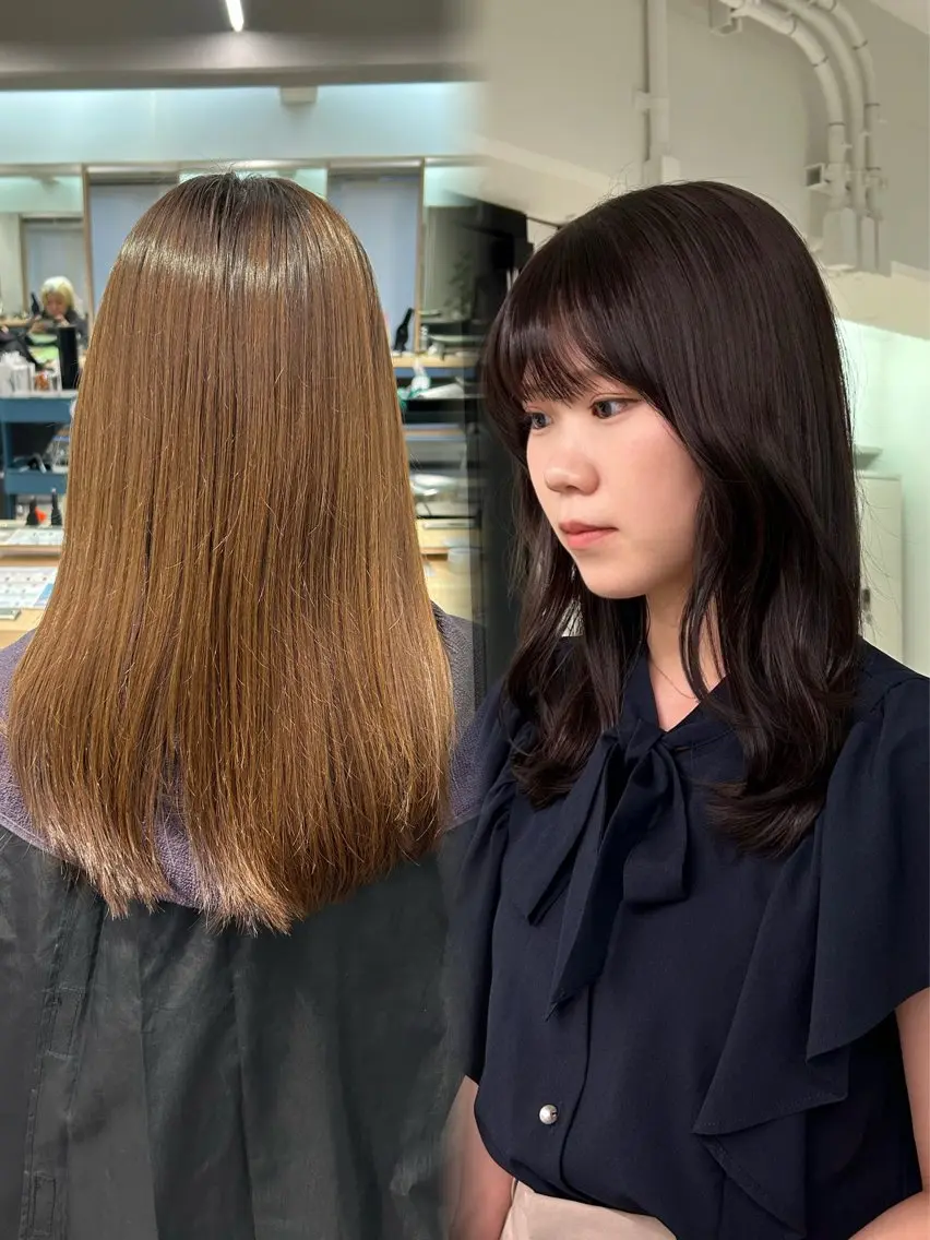 ミディアム カラー グレージュ ラベンダーカラー ラベンダーグレージュ ラベンダーグレー ヘアカラー トリートメント lomalia moekaのヘアスタイル
