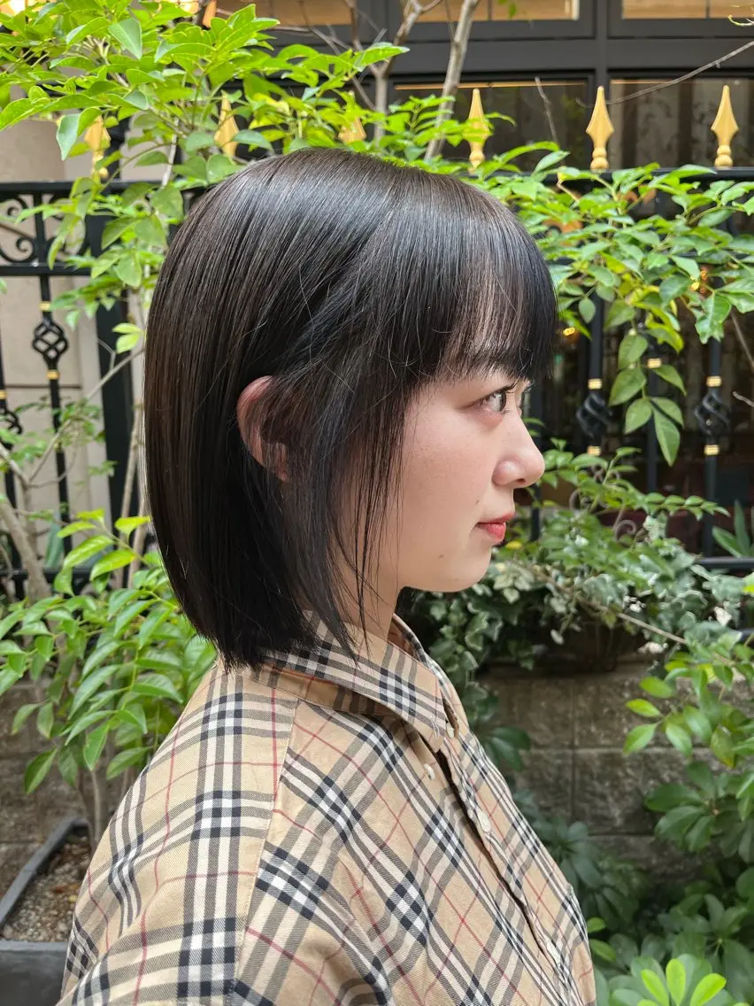 ミディアム カラー 透明感カラー 草野 圭音のヘアスタイル