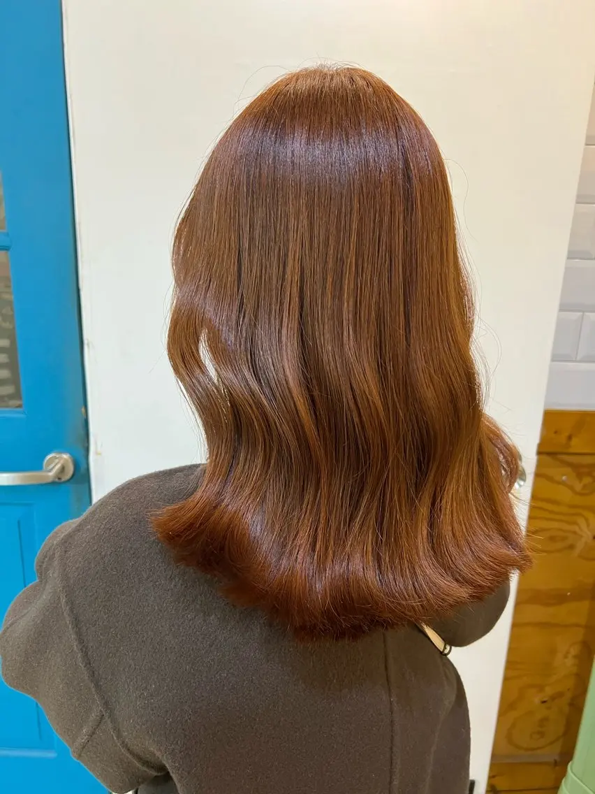 ミディアム カラー ベージュカラー 透明感カラー オレンジ オレンジベージュ カット ヘアカラー トリートメント KANA/ボブ/ インナーカラー/艶髪のヘアスタイル