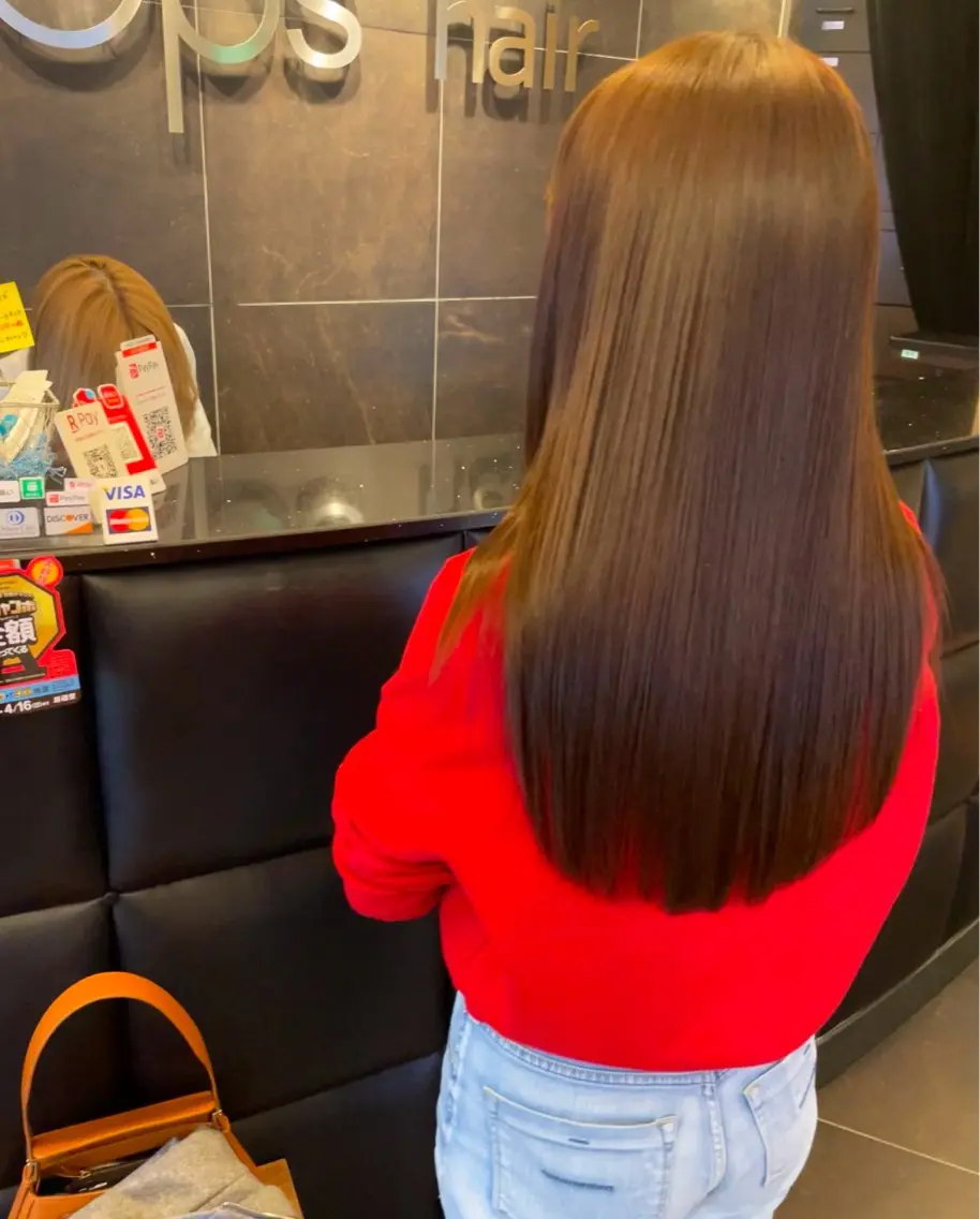 ロング くせ毛 縮毛矯正 縮毛矯正 OPS hair feliz田中啓太のヘアスタイル