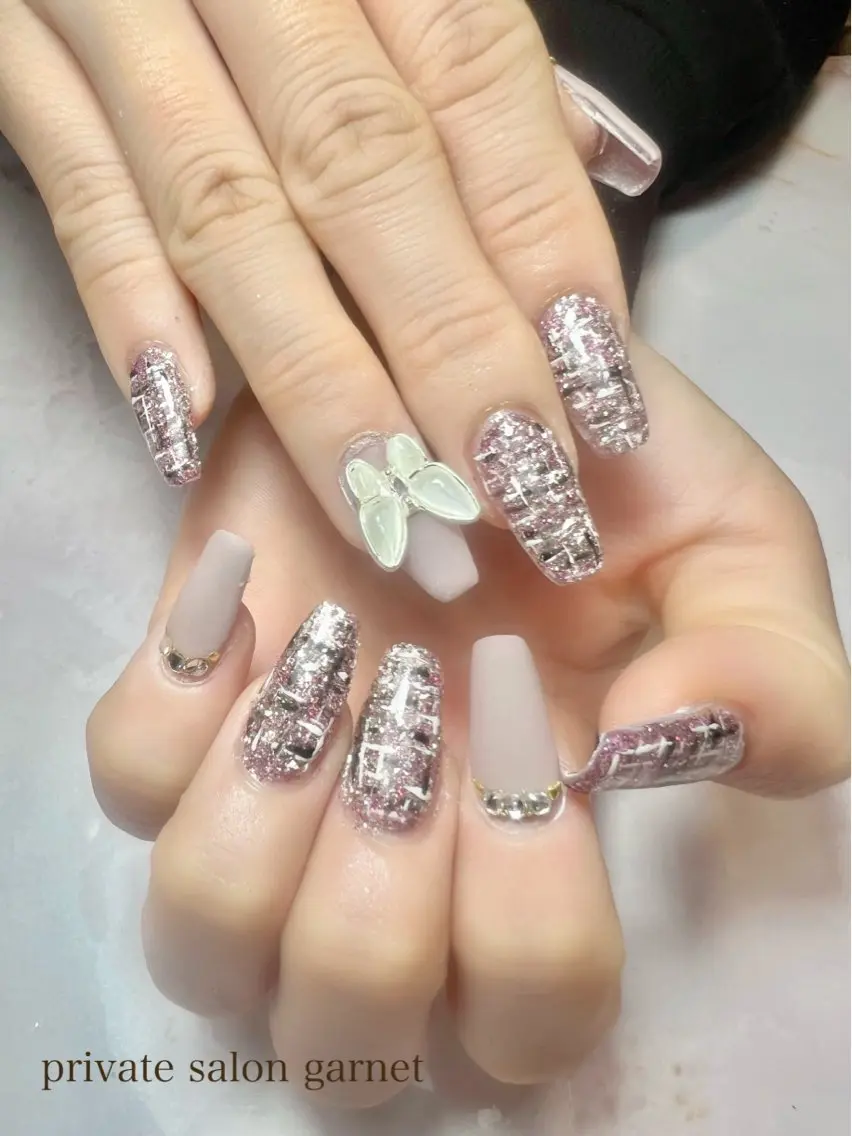 ネイル ツイードネイル Garnet nailのネイルデザイン