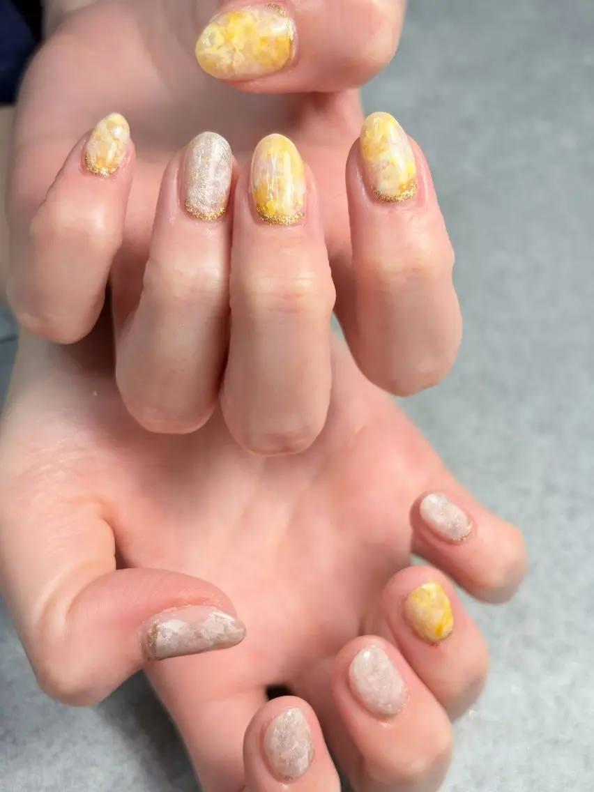 ネイル 春ネイル 黄色 oki nailのネイルデザイン