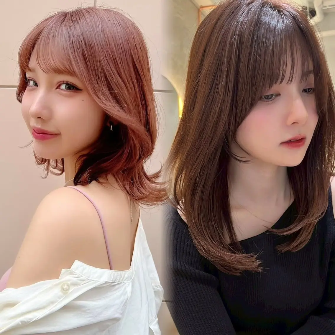 セミロング カラー カット ヘアカラー HINA 仙台/ ボブ/縮毛矯正/韓国のヘアスタイル