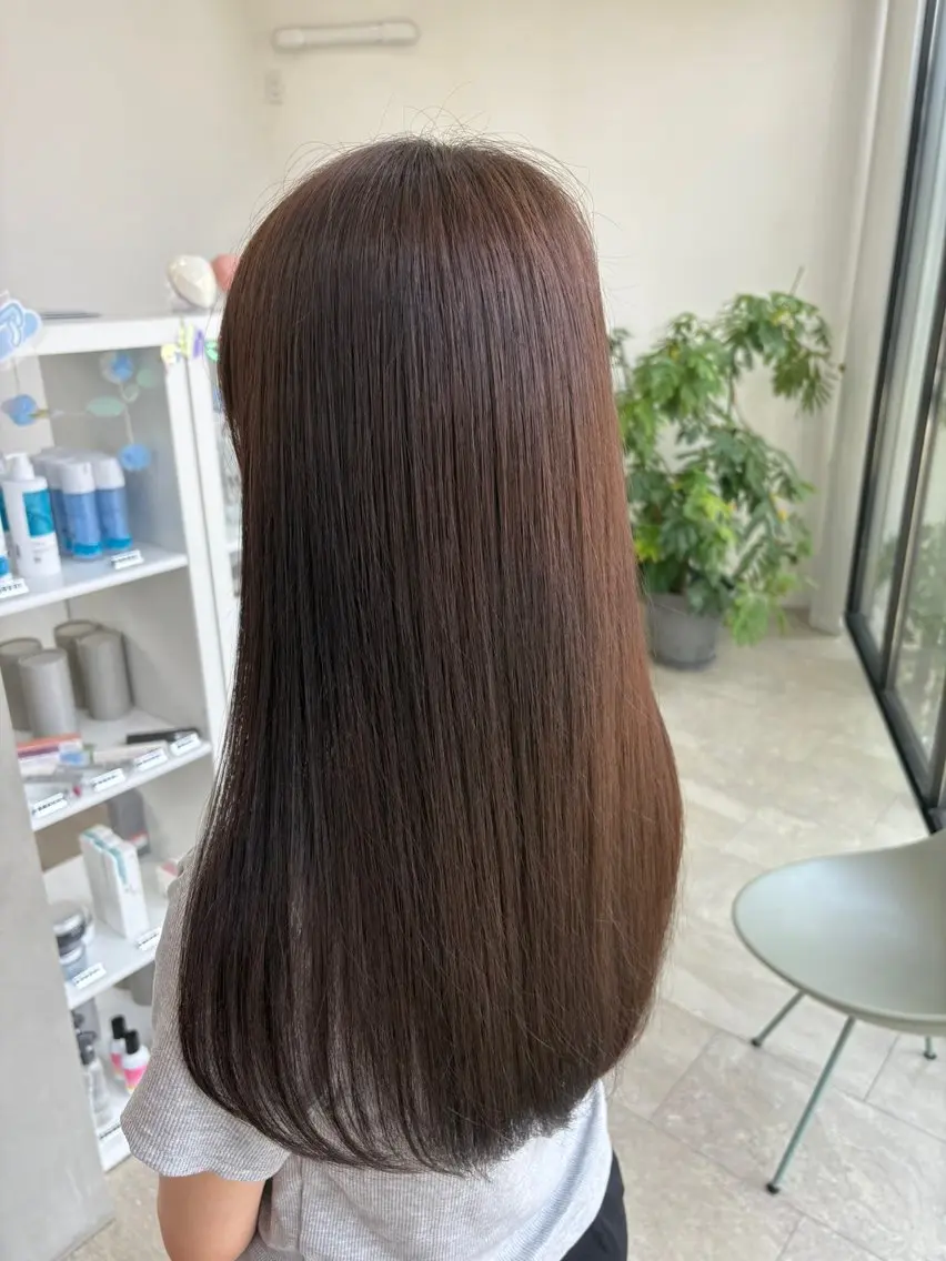 ロング カラー ブラウンカラー ケアカラー 透明感カラー トリートメント HASHI AYAKAのヘアスタイル